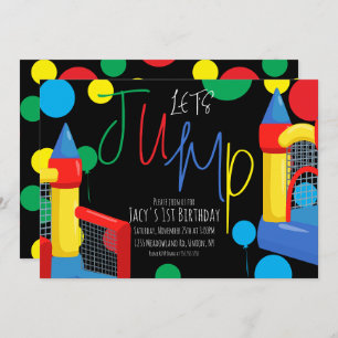 Bounce Jump Kids Birthday Party Dots Balloons Invitation