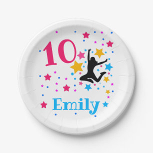 Bounce Jump Trampoline Birthday Girl Party Paper Plate