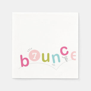 Bounce Modern Kids Pink Birthday Party Napkin
