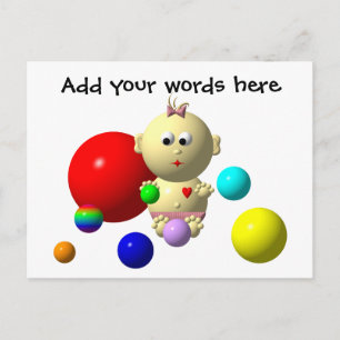 BOUNCING BABY GIRL WITH 8 BALLS POSTCARD