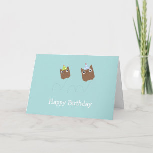 Bouncing Owls Birthday Card