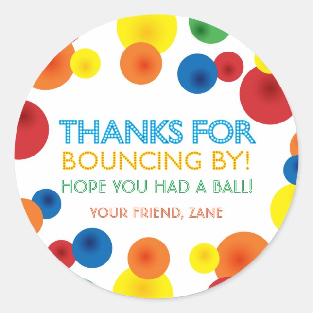 Bouncy Ball Birthday Round Favour Stickers (Front)