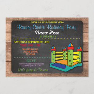Bouncy Castle Party Jump Kids Birthday Invitation