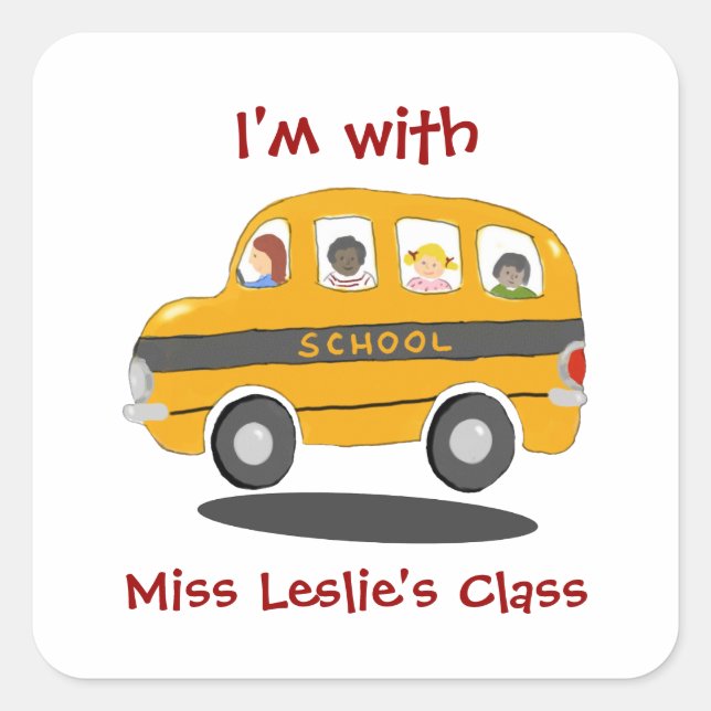 Bouncy School Bus Cusstom Identification Square Sticker (Front)