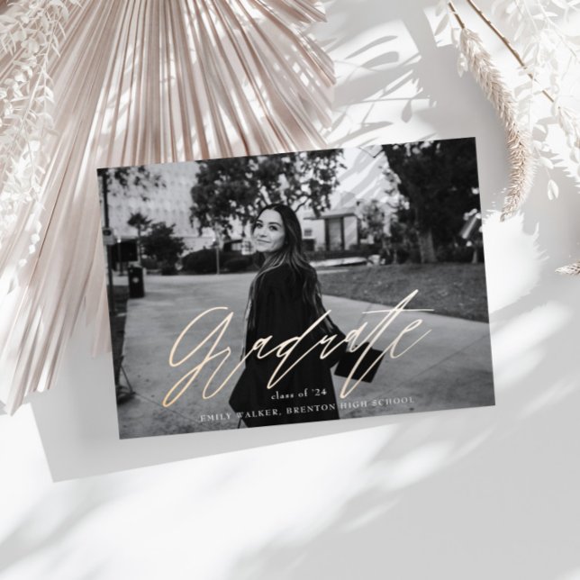 Bouncy Script Graduation Announcement Card (Creator Uploaded)