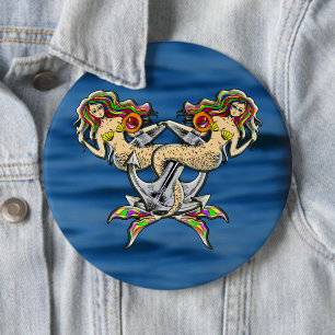 Bound Mermaids - Nautical Design for Ocean Lovers 6 Cm Round Badge