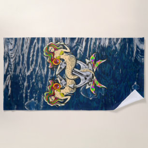 Bound Mermaids - Nautical Design for Ocean Lovers Beach Towel