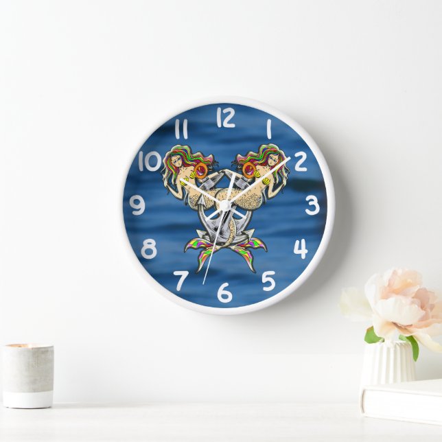 Bound Mermaids - Nautical Design for Ocean Lovers Clock (Home)