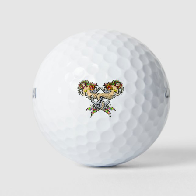 Bound Mermaids - Nautical Design for Ocean Lovers Golf Balls (Front)