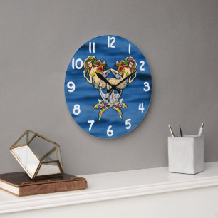 Bound Mermaids - Nautical Design for Ocean Lovers Large Clock