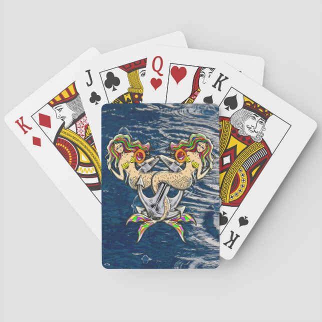 Bound Mermaids - Nautical Design for Ocean Lovers Playing Cards (Back)