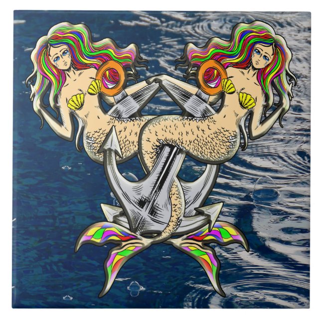 Bound Mermaids - Nautical Design for Ocean Lovers Tile (Front)