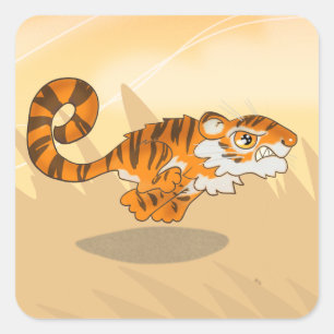 Bounding Tiger Square Sticker