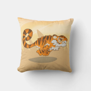 Bounding Tiger Throw Pillow