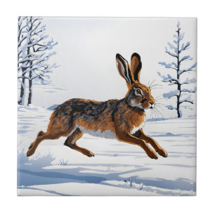 Boundless Hare Freedom in Snow Tile