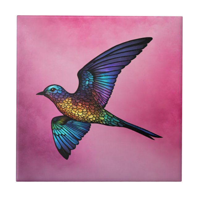 Boundless Wanderer: Multicoloured Swift Bird Tile (Front)