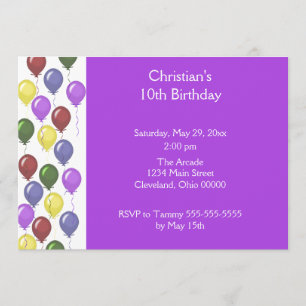 Bountiful Balloons Invitation (Purple)