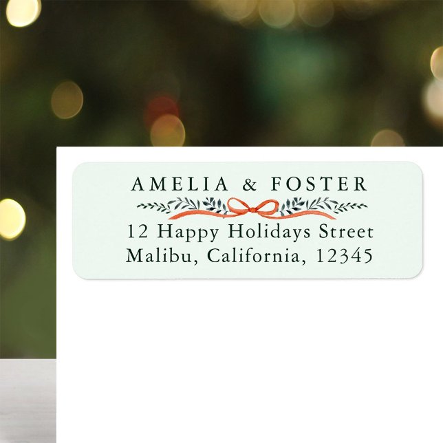 Bountiful Bow Border Return Address Pale Green (Creator Uploaded)
