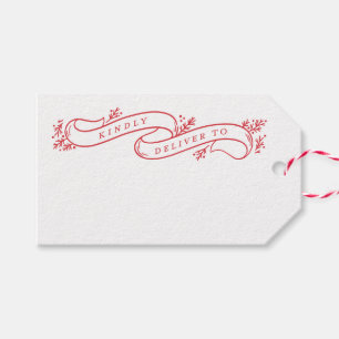 Bountiful Branches Red and White Christmas Ribbon Gift Tags