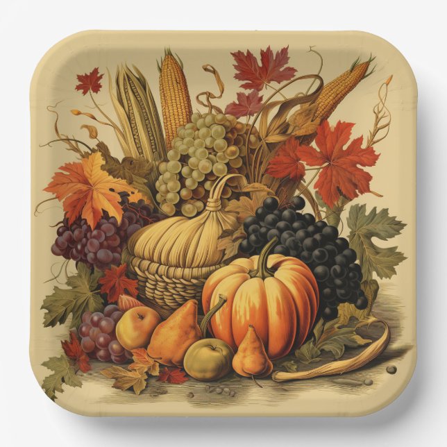 Bountiful Harvest Basket: Bountiful Feast Paper Plate (Front)