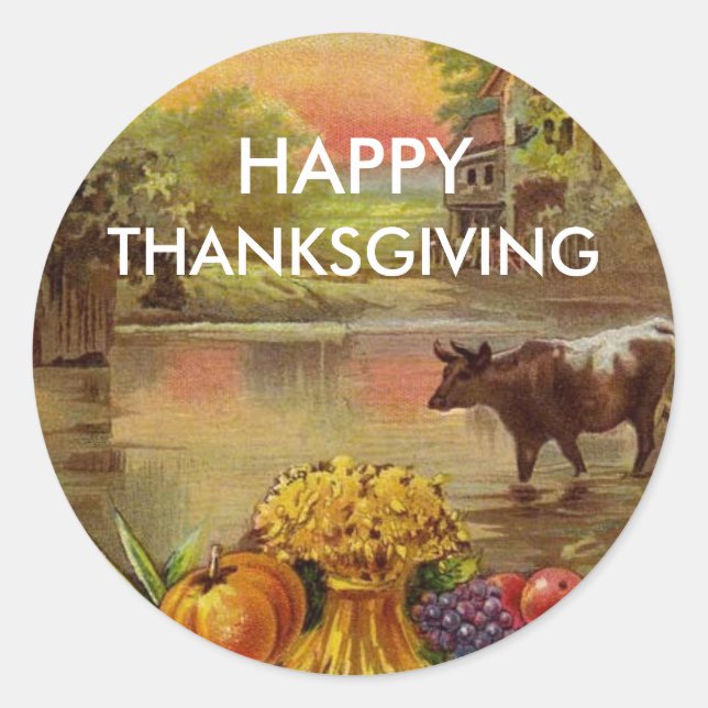 Bountiful Harvest Happy Thanksgiving Stickers (Front)