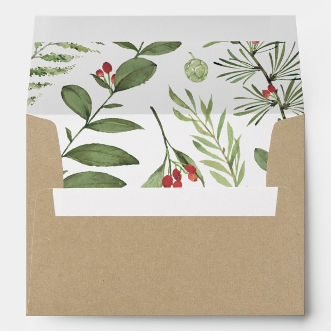 Bountiful | Holiday Botanical Kraft Return Address Envelope (Back (Bottom))
