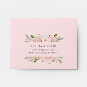 Bountiful Roses Elegant Pink Floral Wedding RSVP Envelope