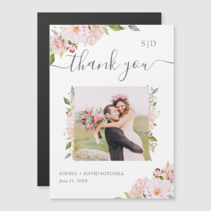 Bountiful Roses   Floral Wedding Photo Thank You Magnetic Invitation