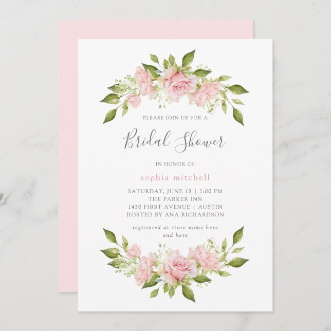 Bountiful Roses | Pink Floral Bridal Shower Invitation (Front/Back)