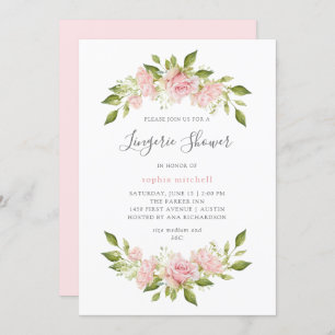 Bountiful Roses Pink Floral Lingerie Shower Invitation