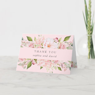 Bountiful Roses   Pink Floral Wedding Thank You Card