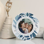 Bountiful | Round Hanukkah Photo Holiday Card<br><div class="desc">Elegant Hanukkah photo card in a unique round shape features a favourite photo surrounded by icy blue botanical foliage and tiny white berries. Personalise with a custom Hanukkah greeting (shown with "wishing you love,  light and peace"),  and your names curved around the photo.</div>