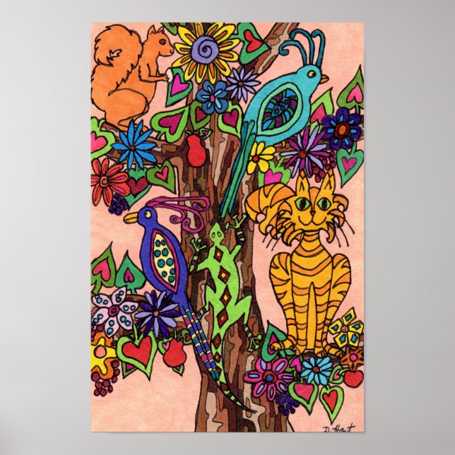 Bountiful Tree of Life Folk Art Poster (Front)
