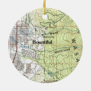 Bountiful Utah Topo Map Ceramic Tree Decoration