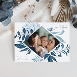 Bountiful | Watercolor Botanical Hanukkah Photo Holiday Card<br><div class="desc">Elegant Hanukkah photo card features a favourite photo surrounded by a geometric border of lush blue botanical foliage and tiny white watercolor berries. "Wishing you love and light" appears at the upper right corner,  with your family name at the lower left.</div>