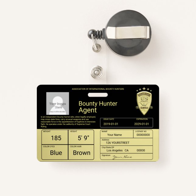 Bounty Hunter Agent ID Badge (Back with Retractable)