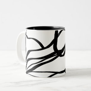 Bouquet: Abstract Black and White Two-Tone Coffee Mug