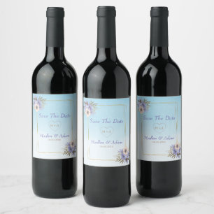 Bouquet And Gold Frame Wine Label