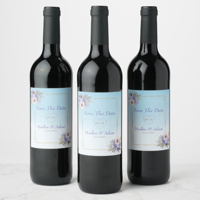 Bouquet And Gold Frame Wine Label (Bottles)