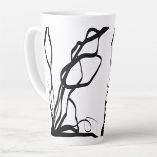 Bouquet Blanc: Abstract Black and White Latte Mug