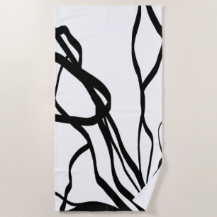 Bouquet Blanc: Abstract White & Black Beach Towel