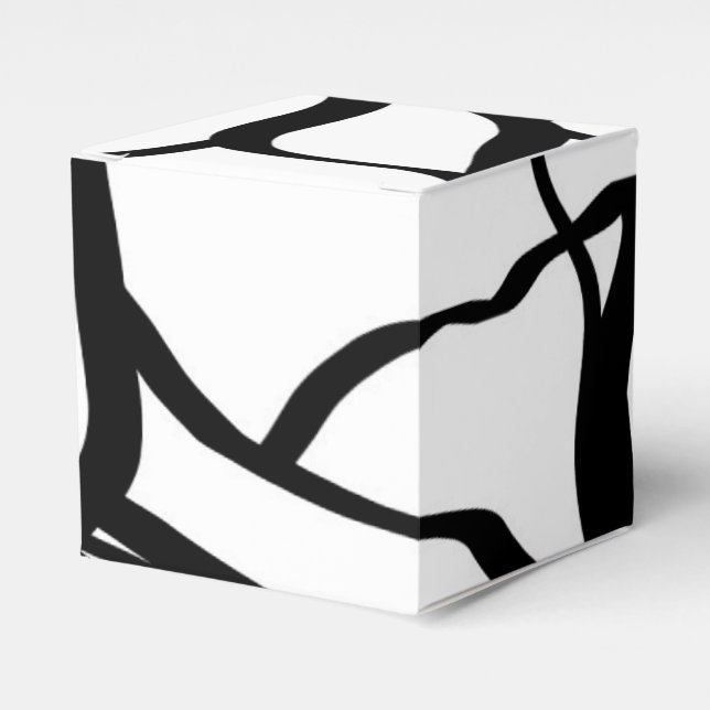 Bouquet Blanc: Abstract White & Black Favour Box (Front Side)