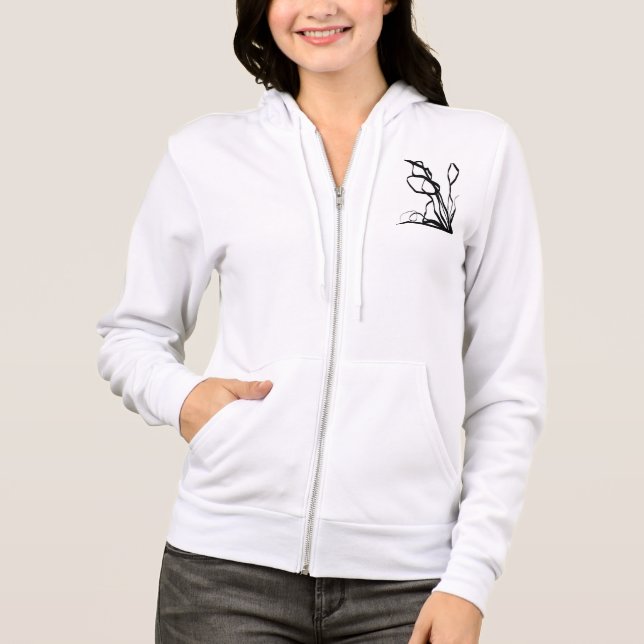 Bouquet Blanc: Abstract White & Black Hoodie (Front)