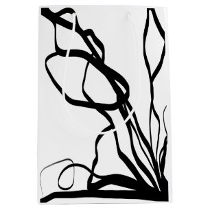 Bouquet Blanc: Abstract White & Black Medium Gift Bag