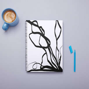 Bouquet Blanc: Abstract White & Black Notebook