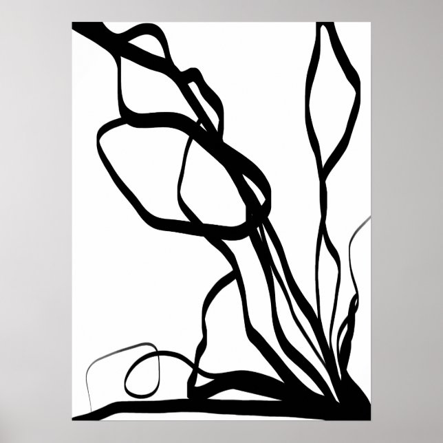 Bouquet Blanc: Abstract White & Black Poster (Front)