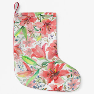 Bouquet botanical flowers with bird. Wild spring l Small Christmas Stocking