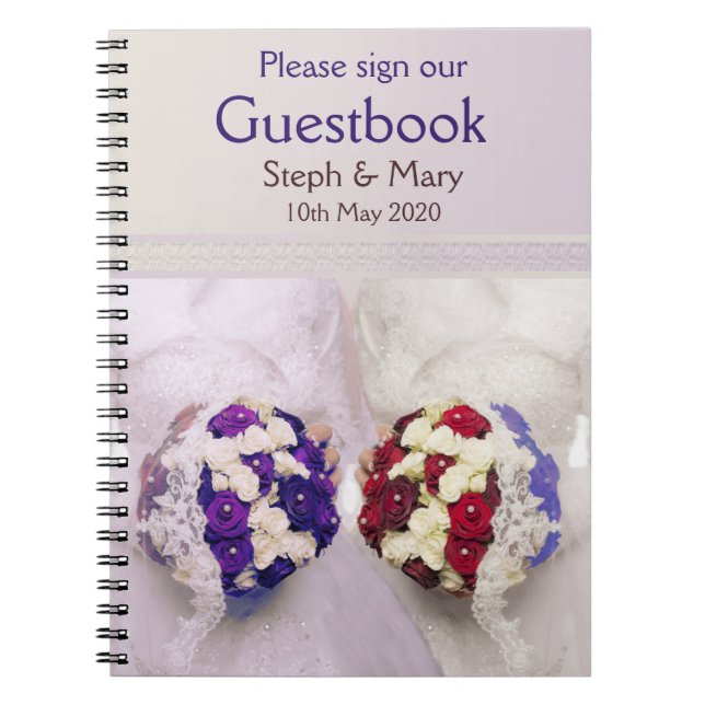 Bouquet Brides Guestbook for a Lesbian Wedding Spiral Notebook (Front)