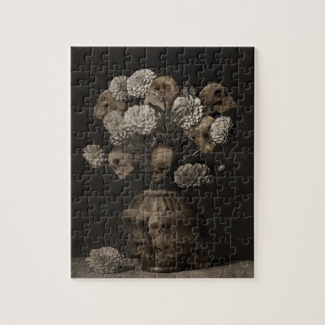 Bouquet - Dahlia and Skulls Jigsaw Puzzle (Vertical)