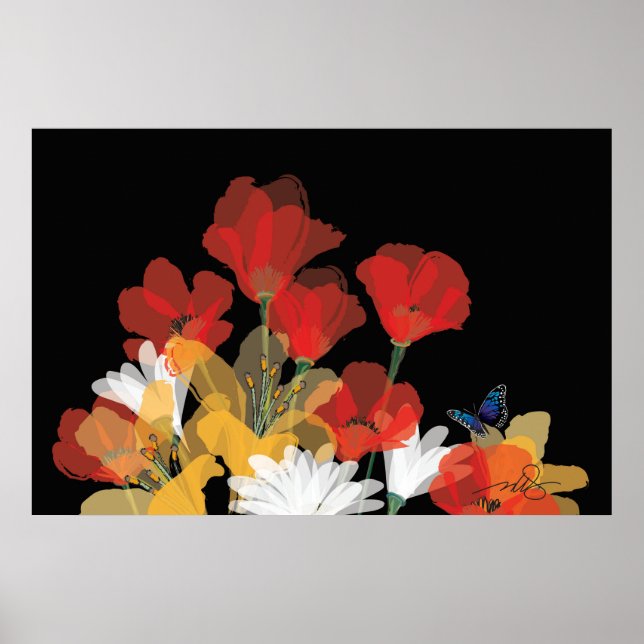 Bouquet de Fluers et Noir Poster (Front)